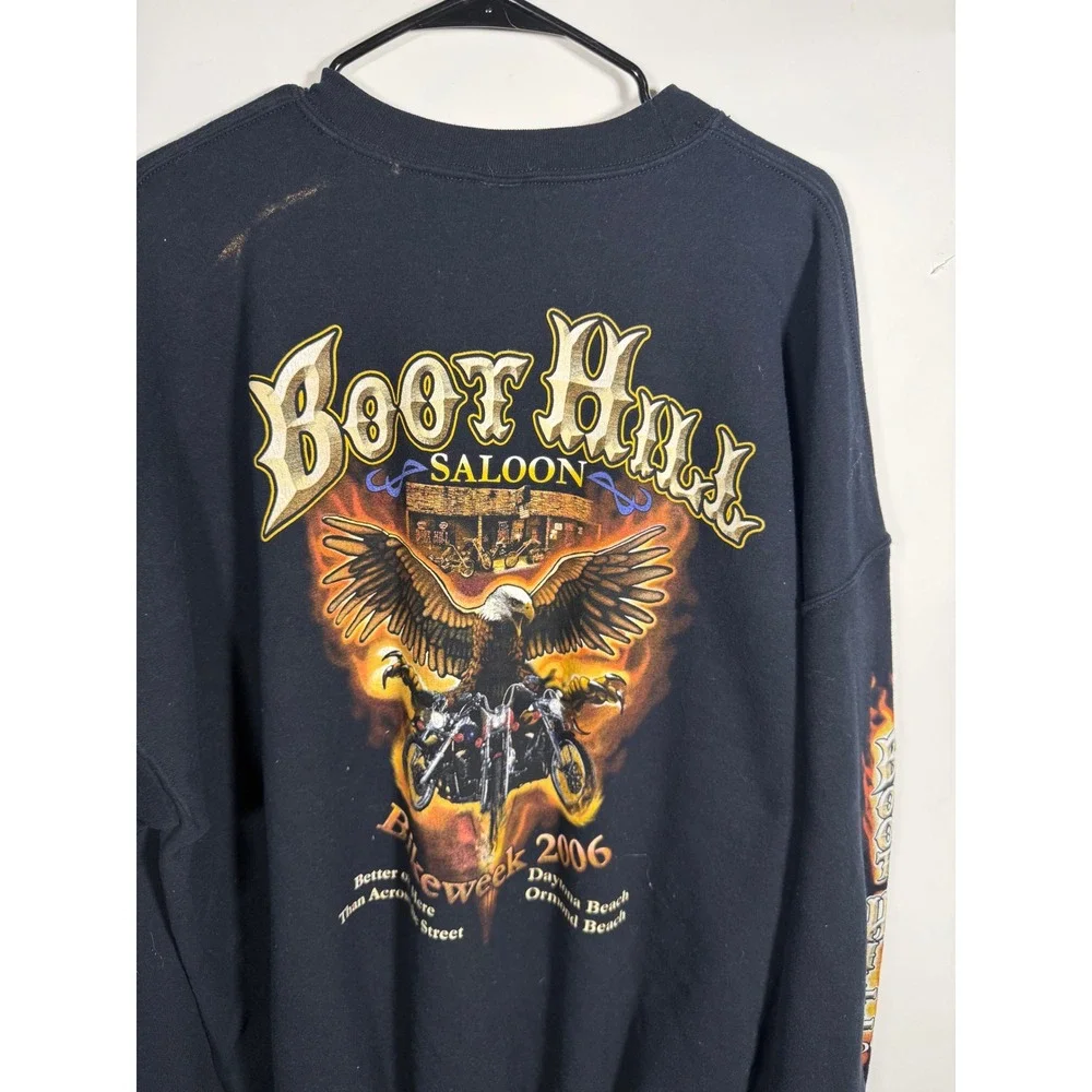 Vintage 2006 Boot Hill Saloon Bike Week Sweatshirt Mens XXXL Black Eagle Flame - Picture 6 of 9
